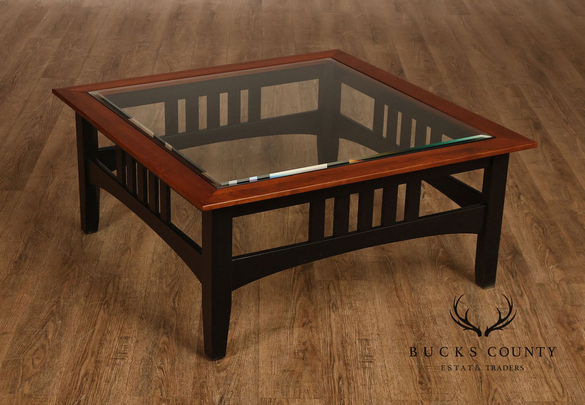 Ethan Allen American Impressions Cherry Glass Top Coffee Table