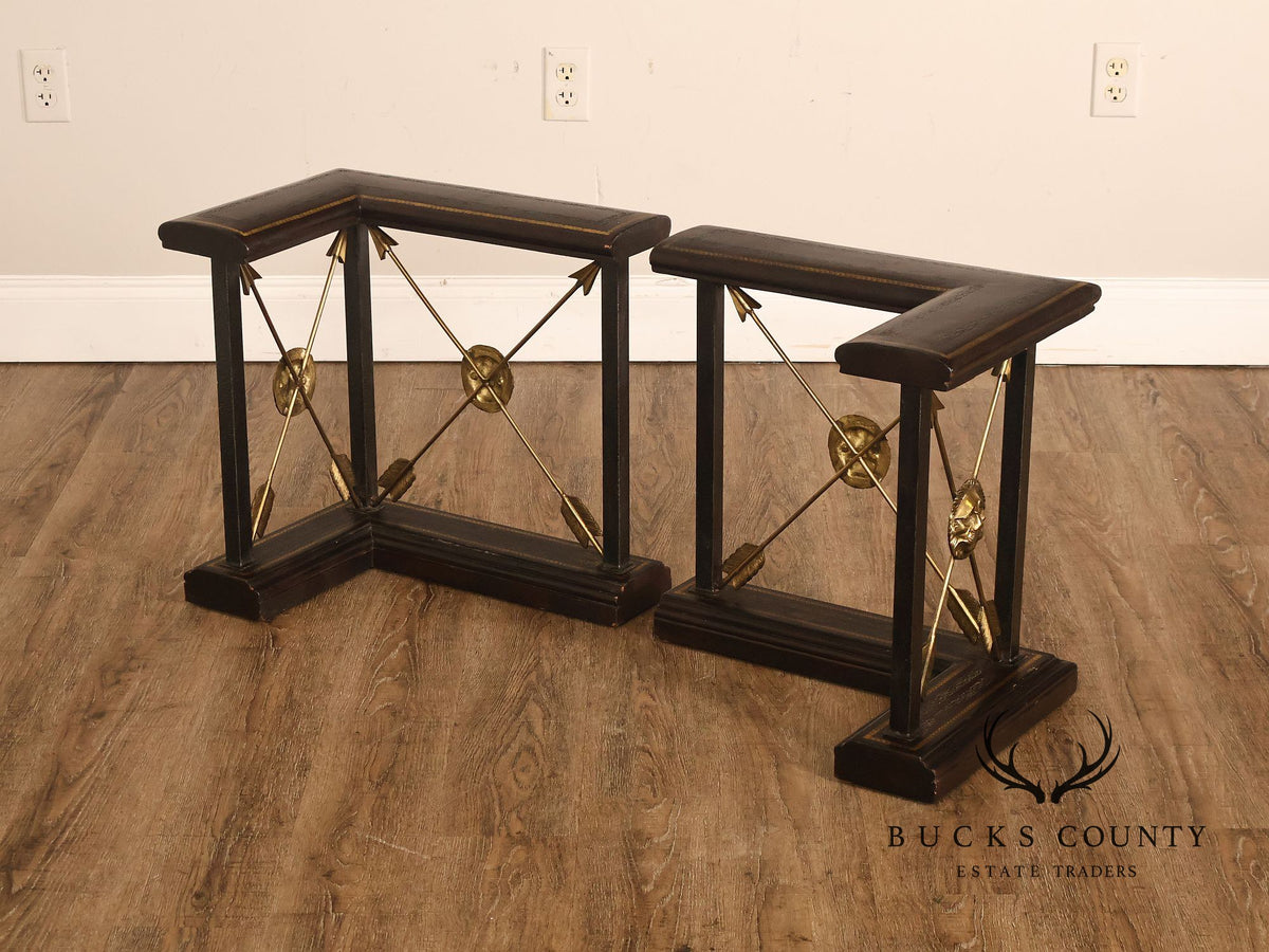 Maitland Smith Regency Style Pair of Fireplace Fenders