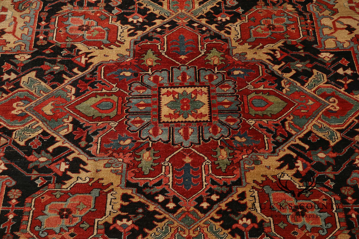 Antique Persian Heriz Hand-Knotted Area Rug – 9'1" x 12'10"
