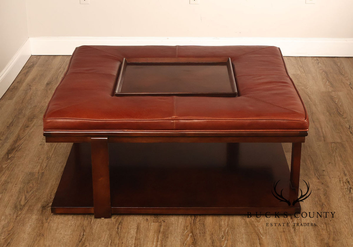 CTH Sherrill Occasional Leather Two-Tier Coffee Table