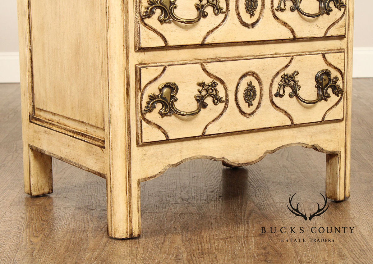 French Provincial Style Pair of Painted Nightstands Chests