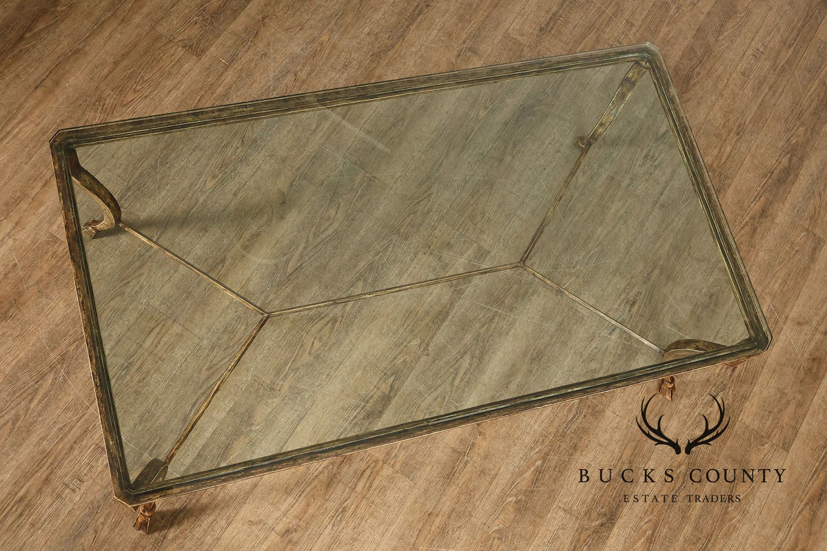 Minton Spindell 'Durant' Glass Top Iron Coffee Table