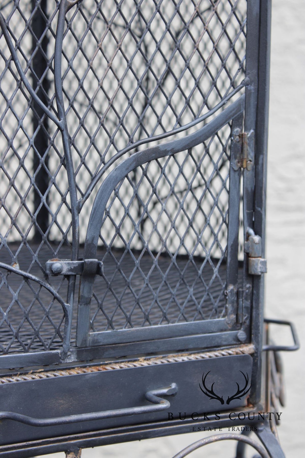 Vintage Wrought Iron Garden Bird Cage On Stand