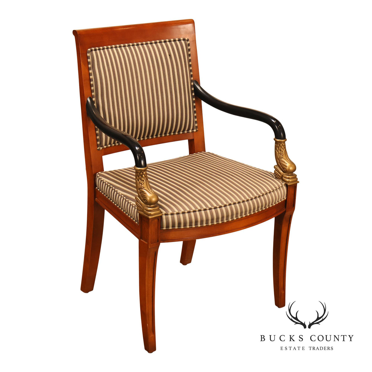 Century Furniture French Empire Style Dolphin Carved Armchair