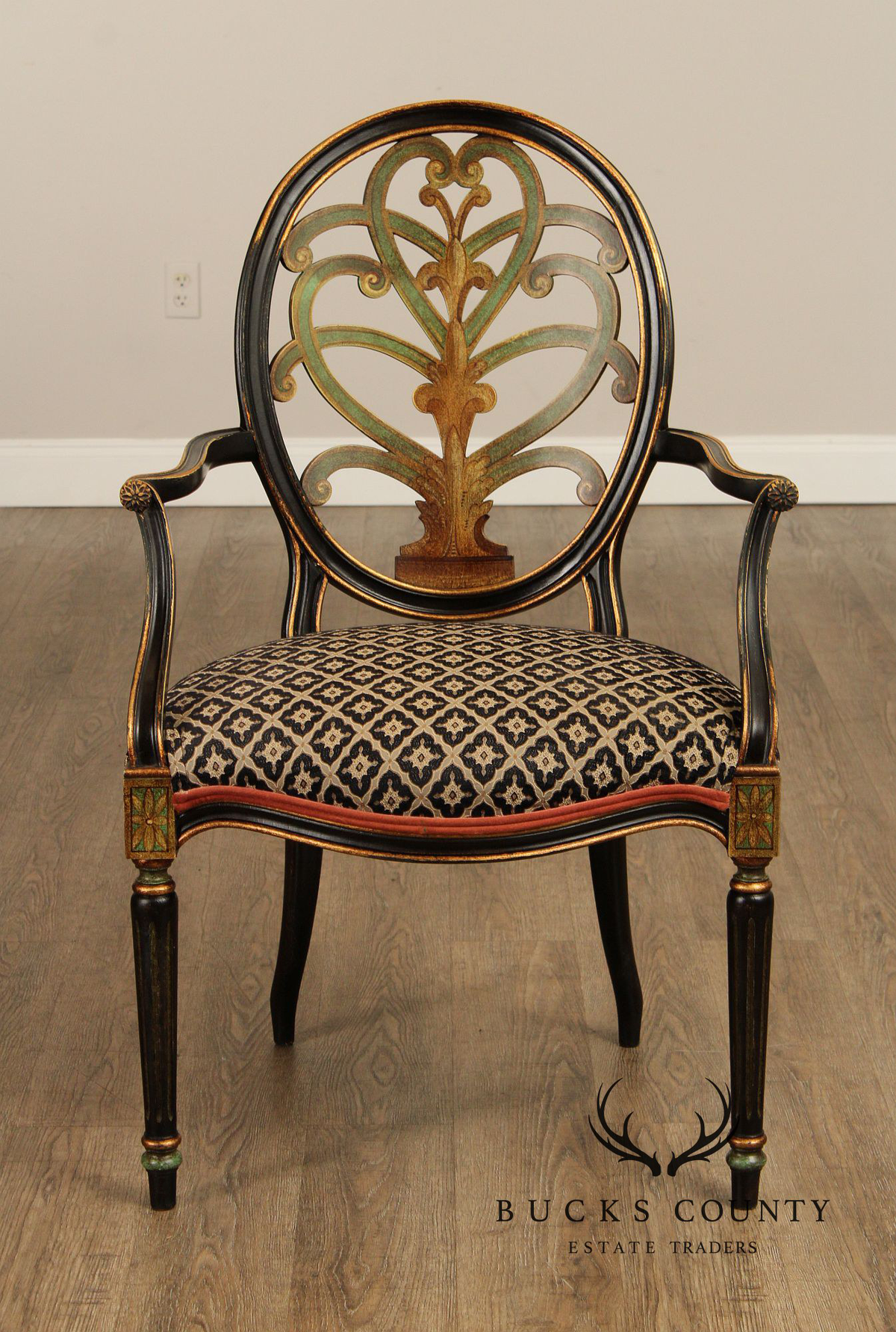 David Michael Louis XVI Style Set of Four Painted Armchairs