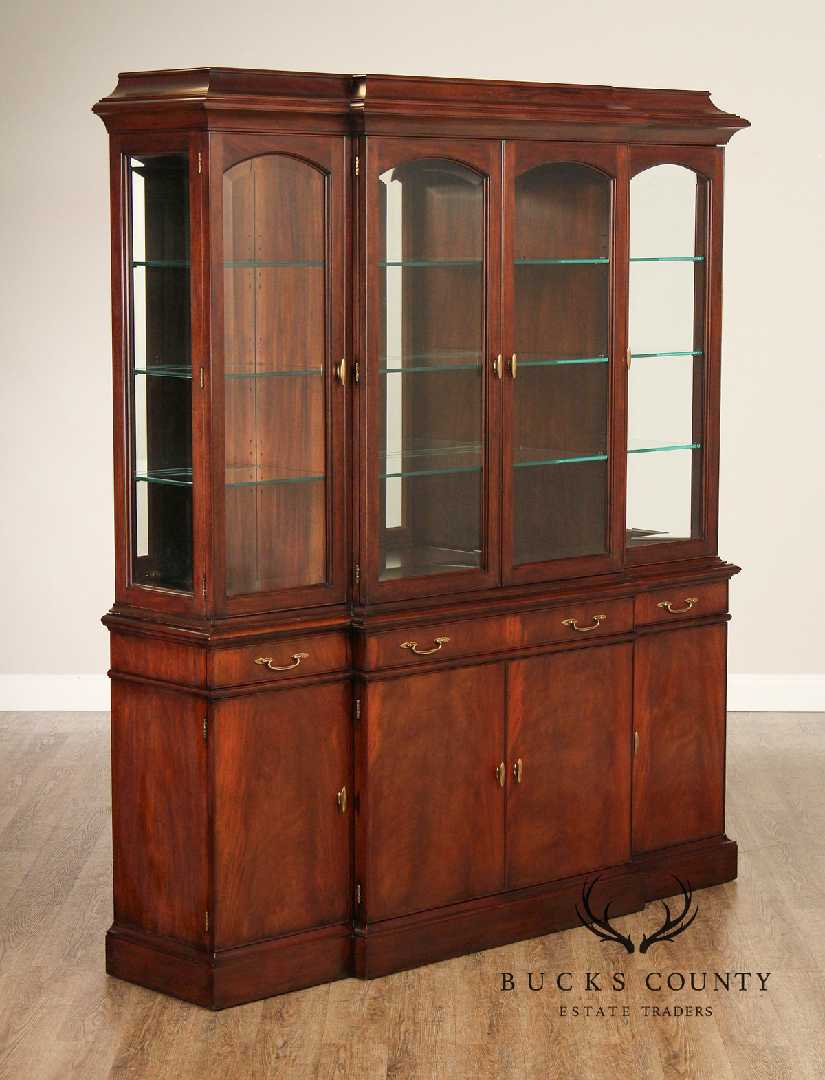 Henkel Harris Regency Style Mahogany Breakfront China Cabinet
