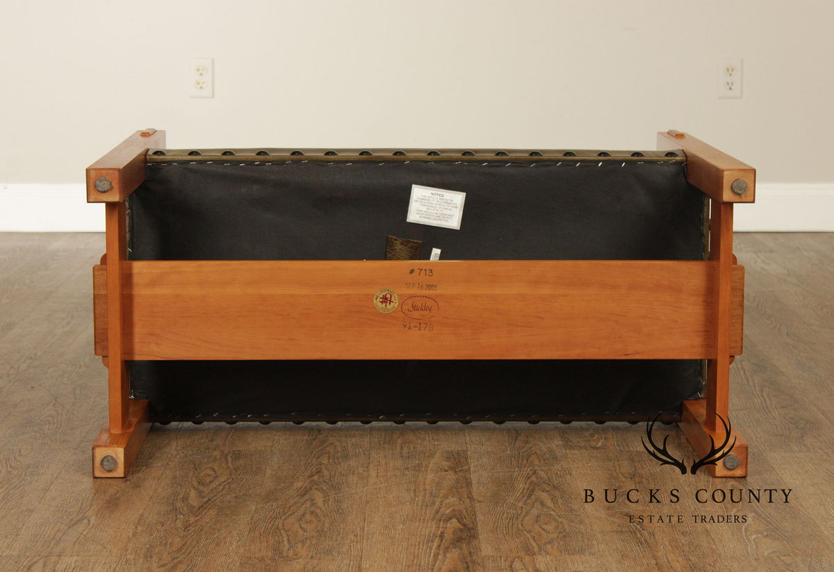 Stickley Mission Collection Cherry and Leather Bench