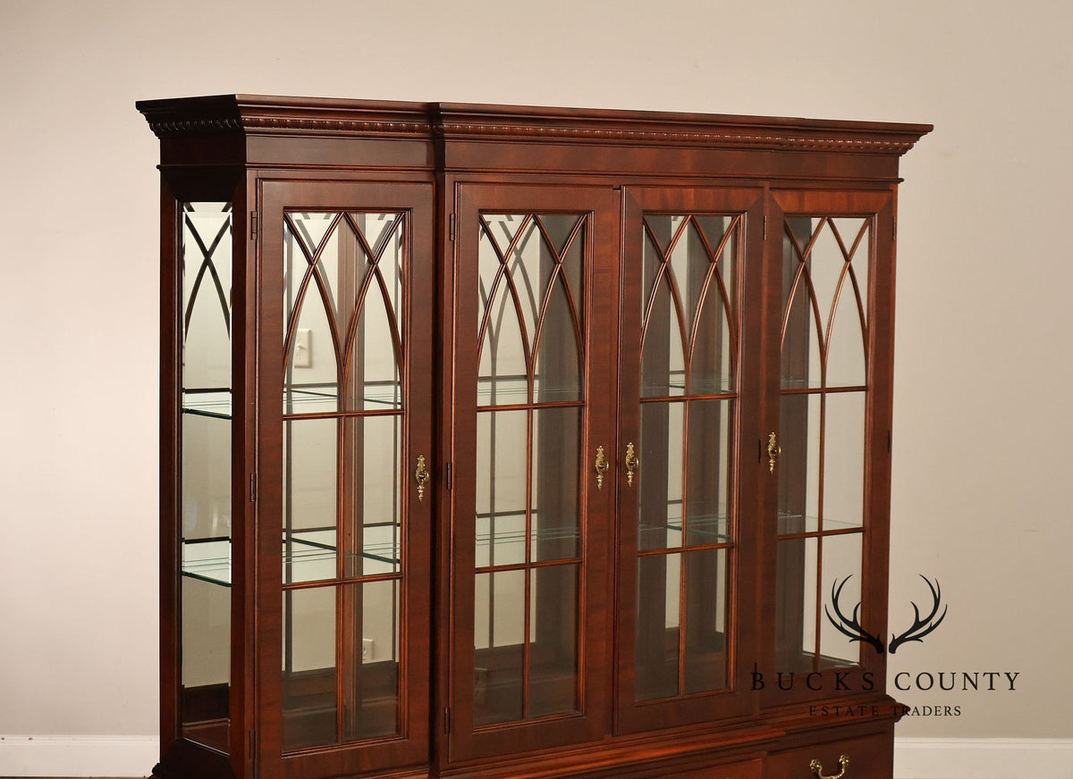 Ethan Allen 18th Century Collection Mahogany Inlaid Lighted China Cabinet