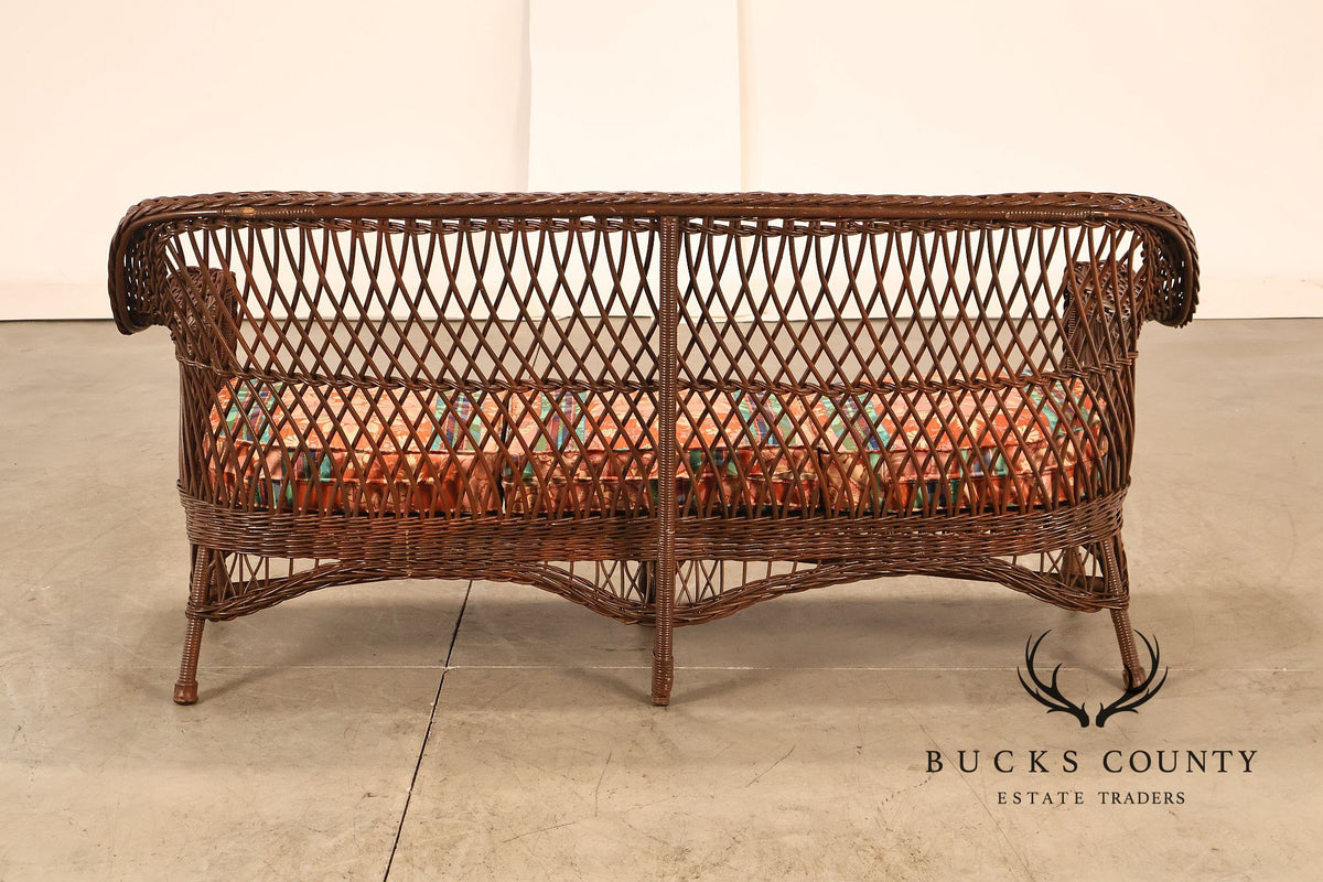 Antique Bar Harbor Style Wicker Sofa