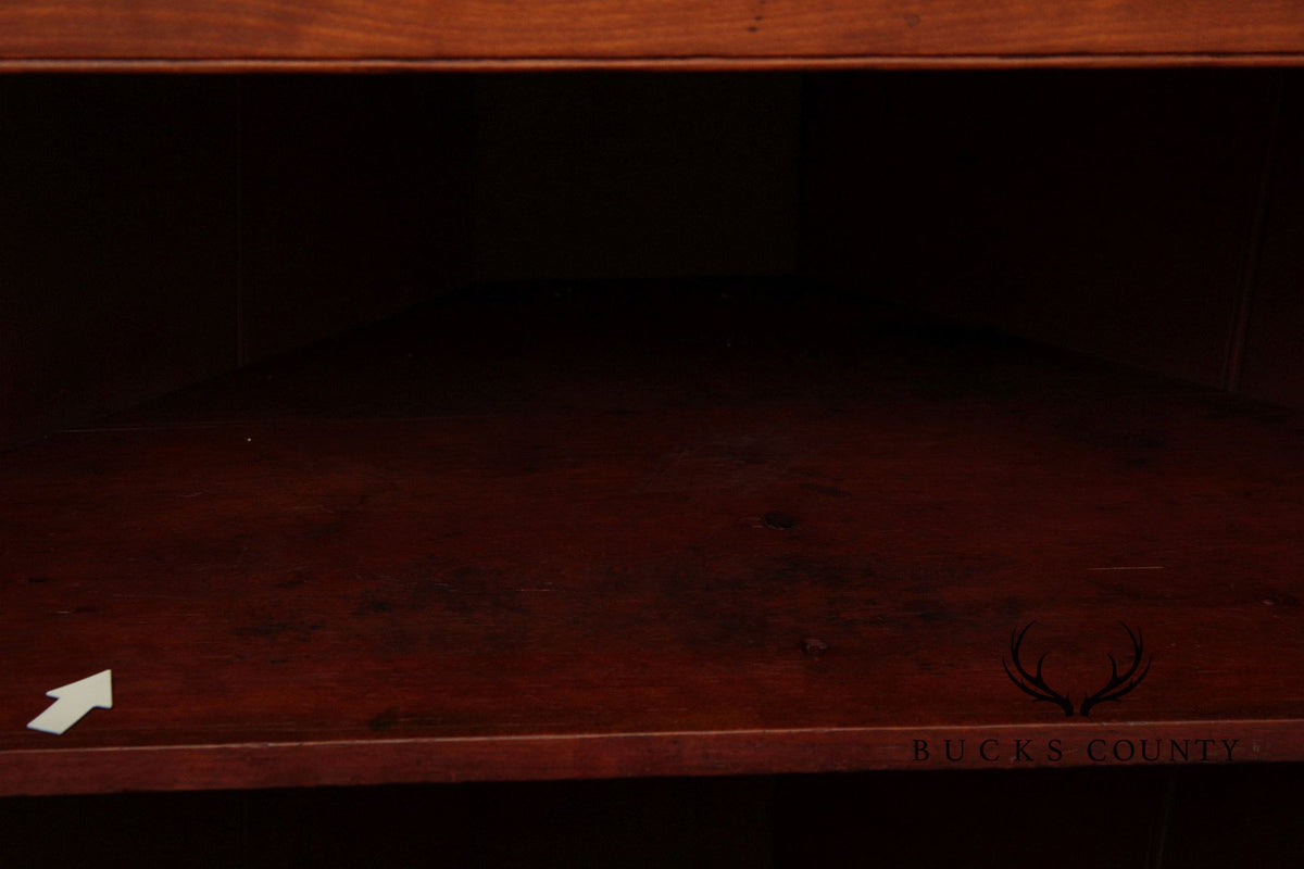 Antique American Cherry Two Piece Corner Cupboard