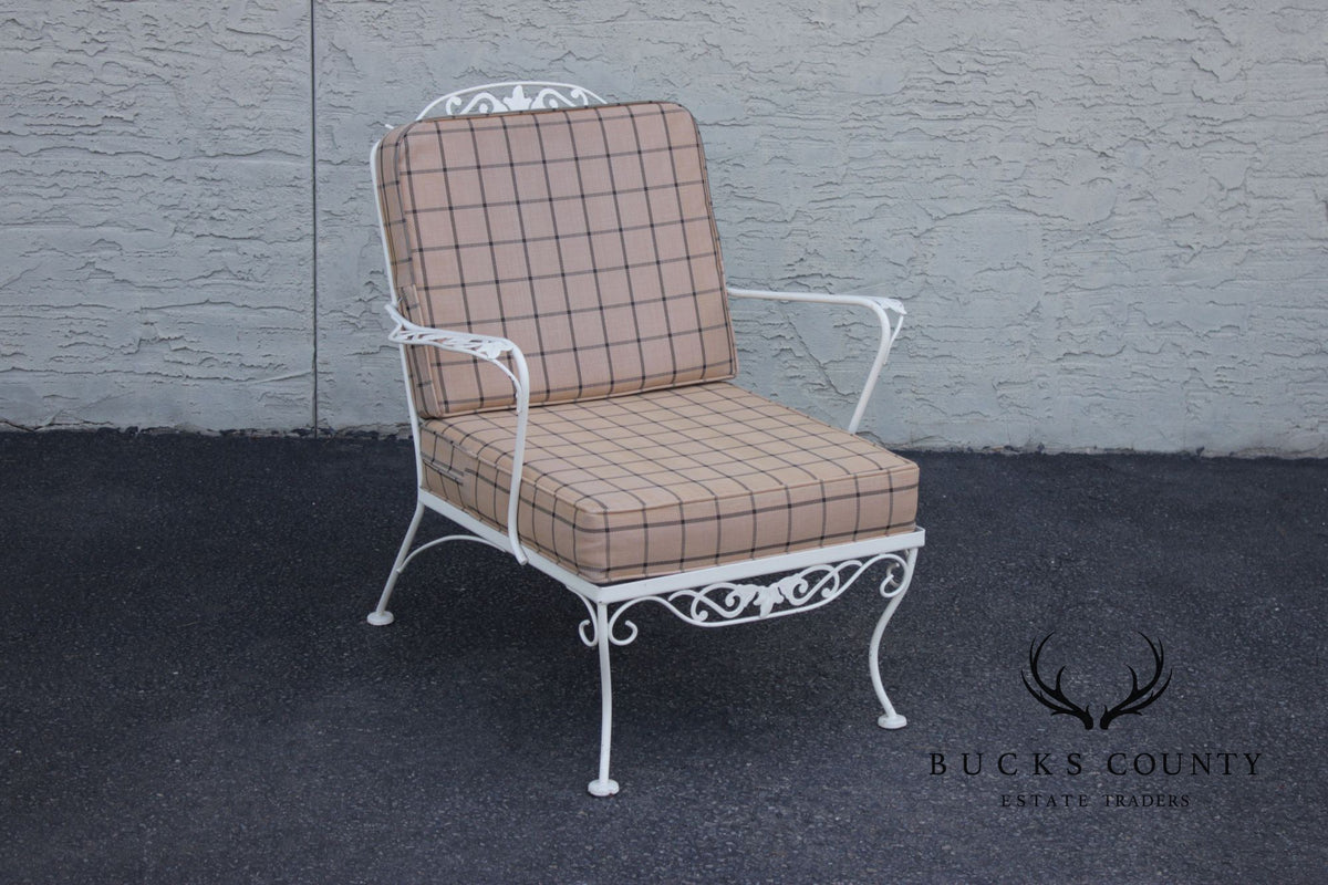 Vintage Pair of Wrought Iron Outdoor Patio Lounge Chairs