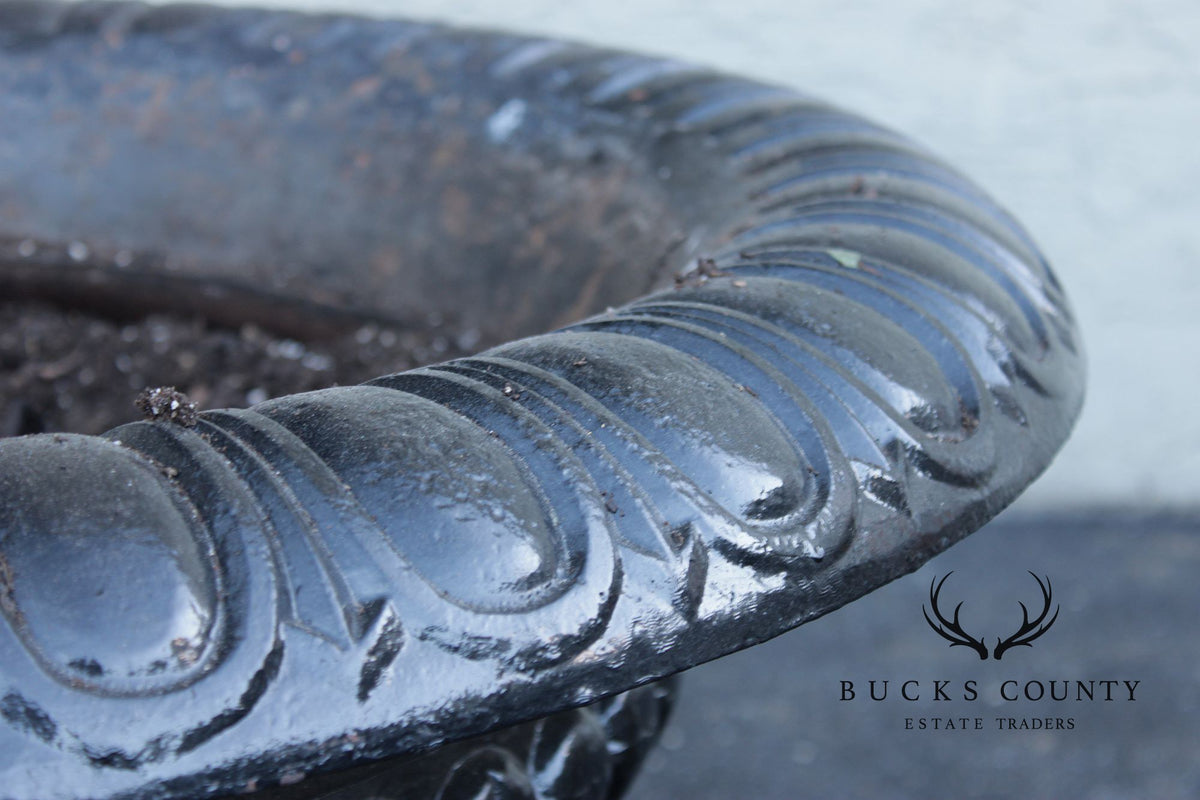 Large Cast Iron Pair Of Garden Urn Planters