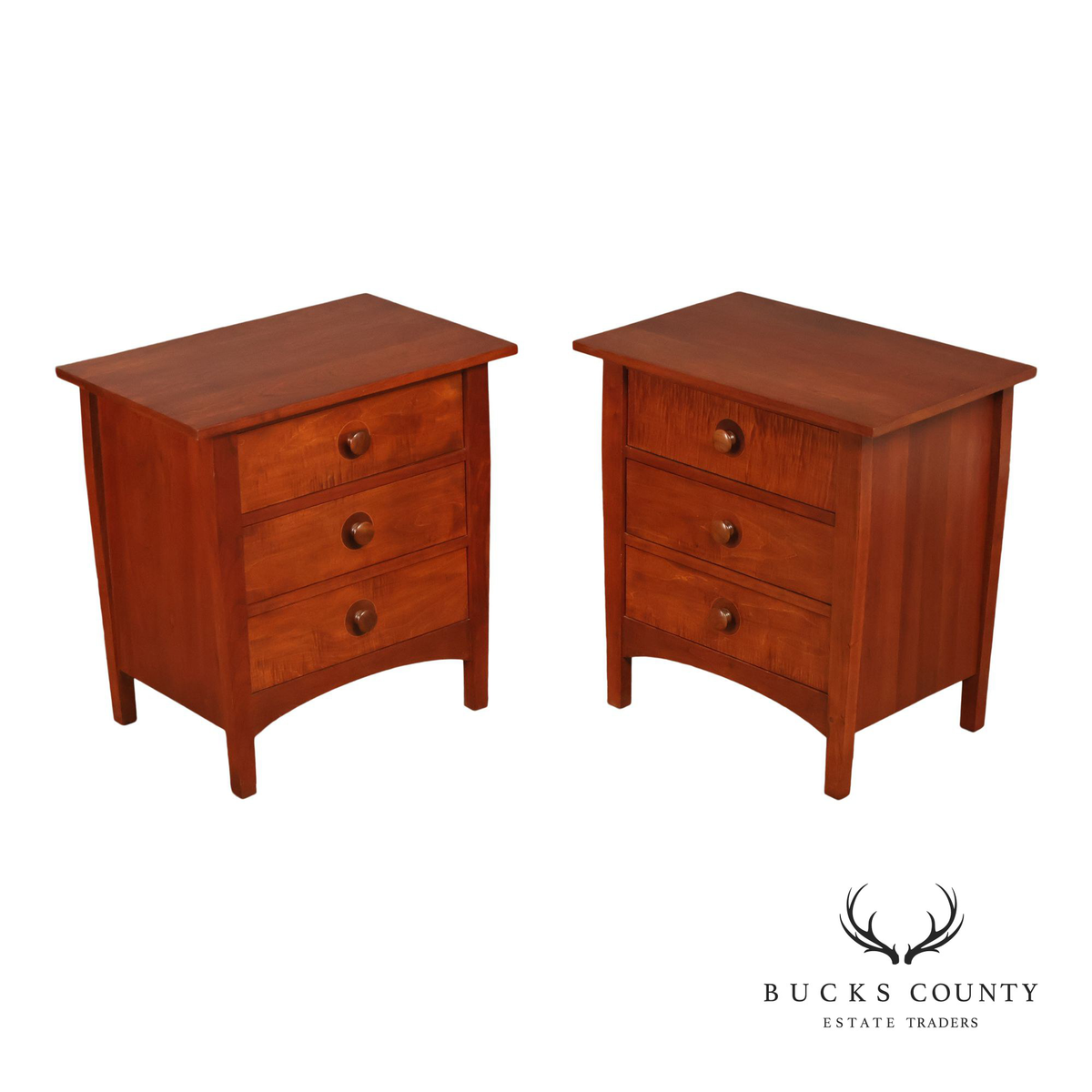 Stickley Mission Collection Harvey Ellis Cherry Three Drawer Nightstands