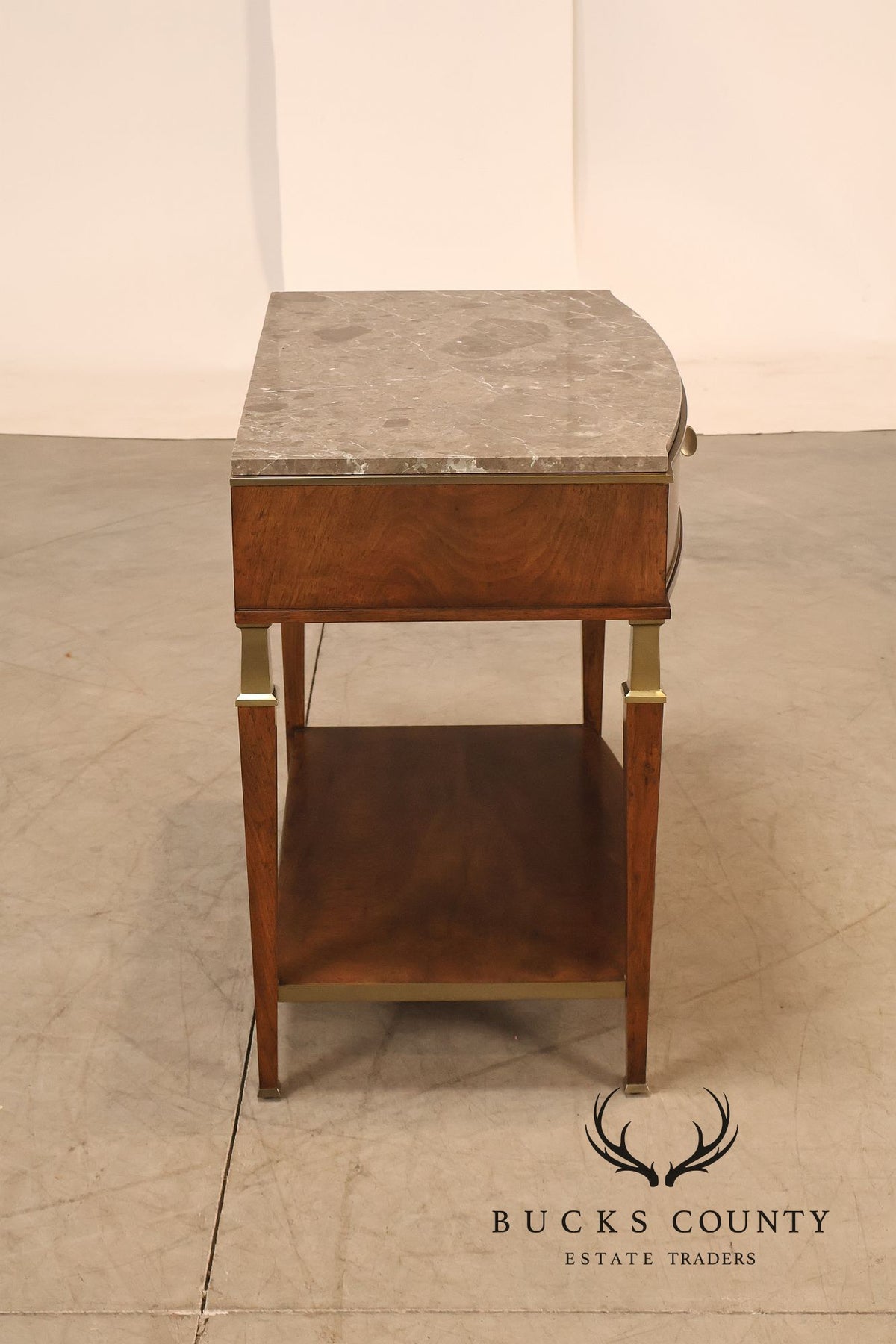 Johnathan Charles 'Barcelona' Marble Top Walnut Nightstand