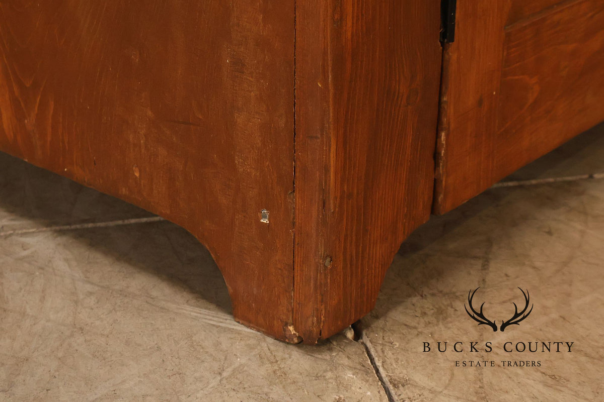 Antique American Primitive Pine Step Back Cupboard