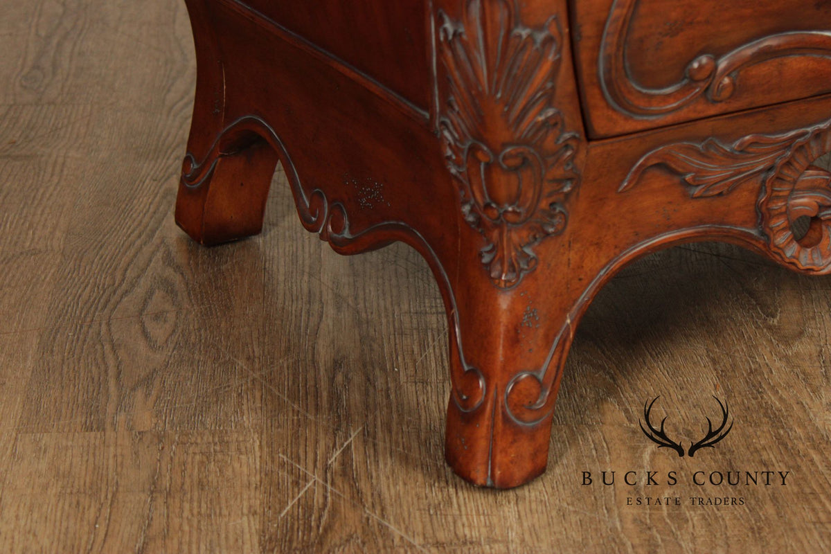 Century Furniture 'Coeur de France' Pair of Carved Cherry Bombe Chests