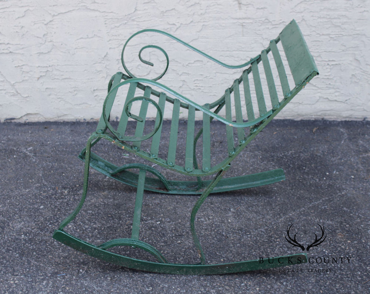 Antique Wrought Iron Outdoor Garden Rocking Chair
