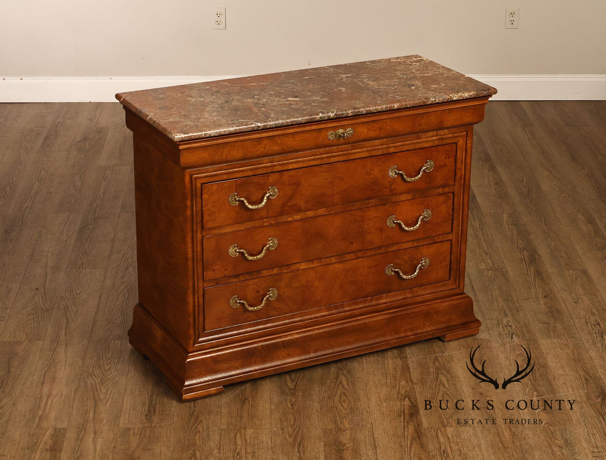 Henredon 'Charles X' Pair of Marble Top Chests