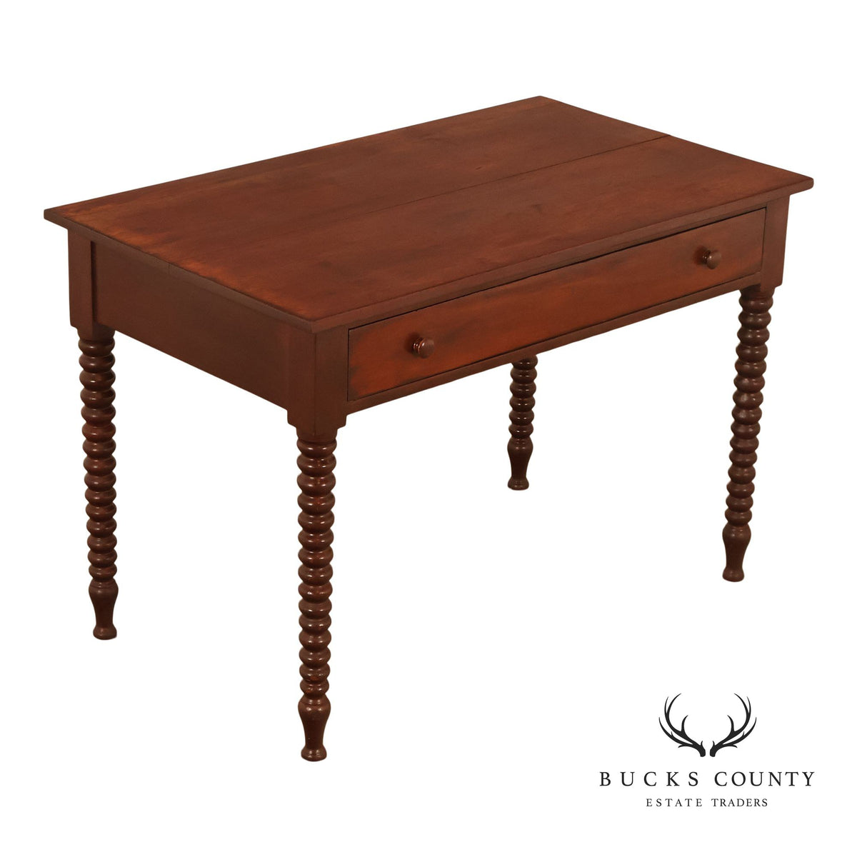 Antique American Turned Leg One Drawer Writing Table