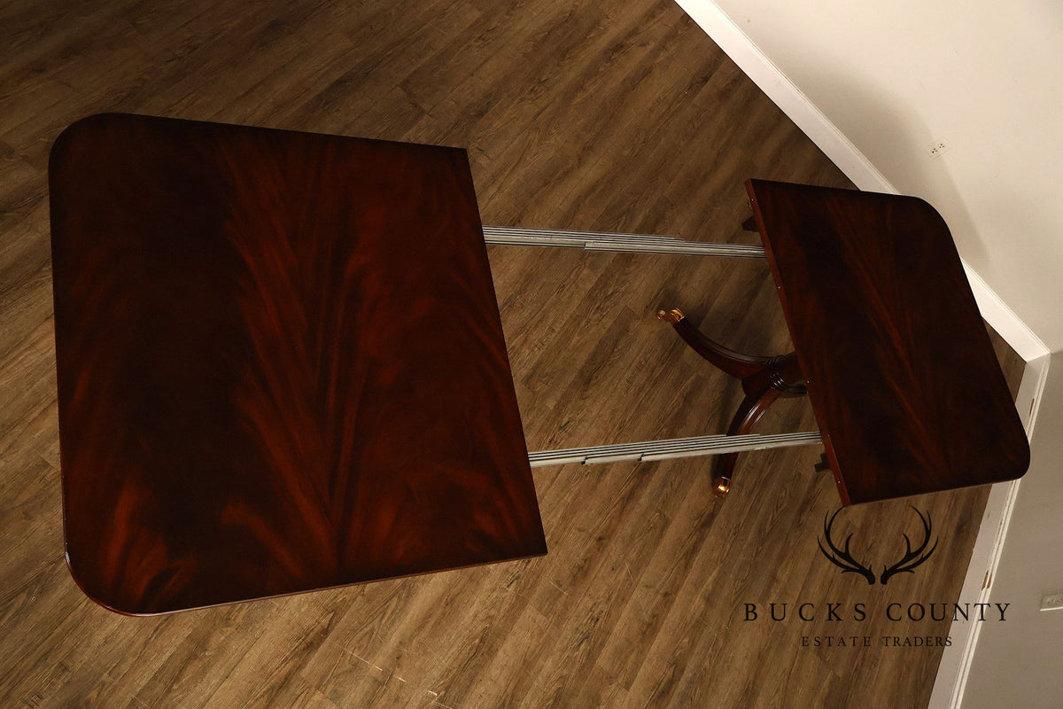 Maitland-Smith Mahogany Double Pedestal Extension Dining Table With Two Leaves