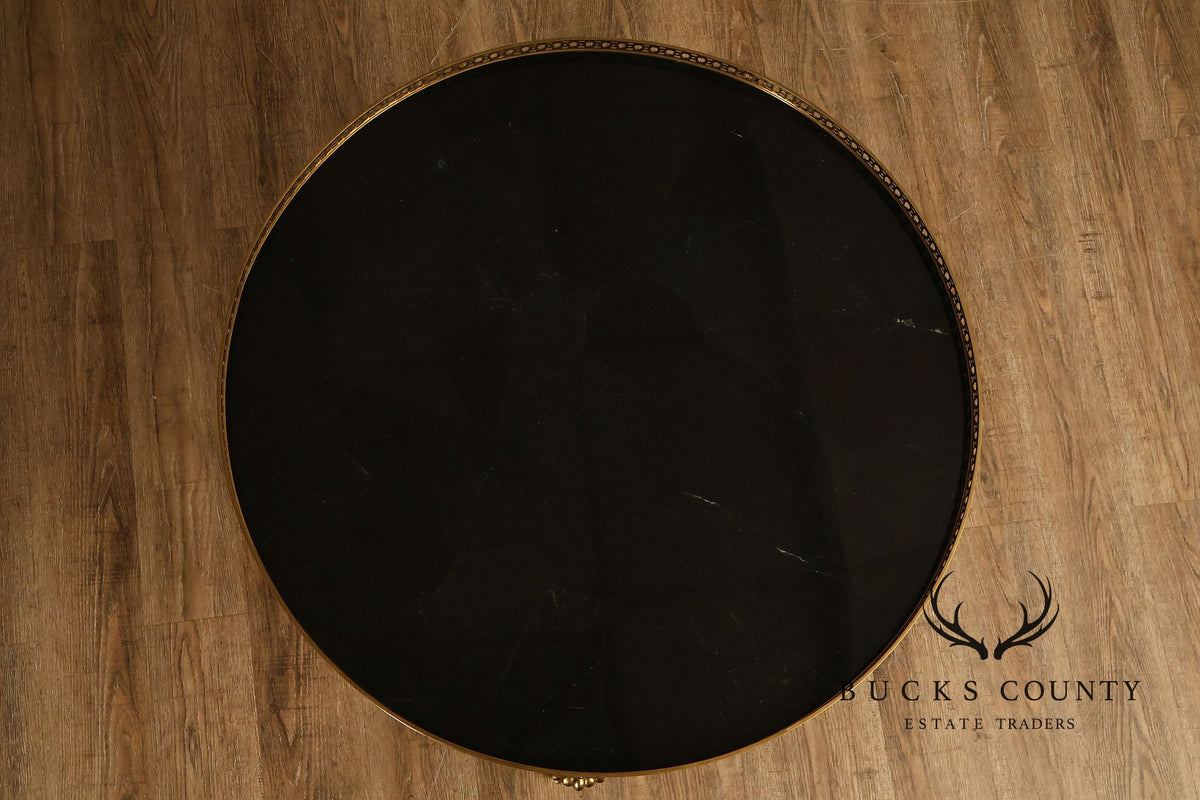 Maitland Smith Louis XVI Style Marquetry Center Table With Brass Gallery