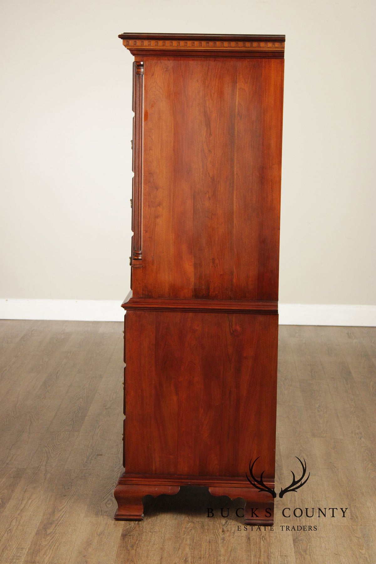 Statton Chippendale Style Cherry Tall Chest On Chest