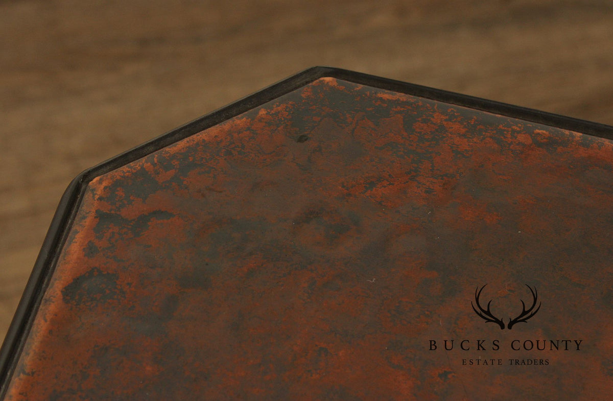 QualityForged Iron and Hammered Copper Top Console Table