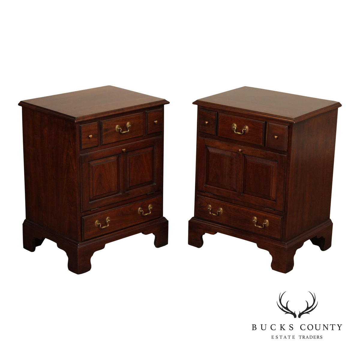 Henkel Harris Vintage Solid Cherry Pair Of Nightstands