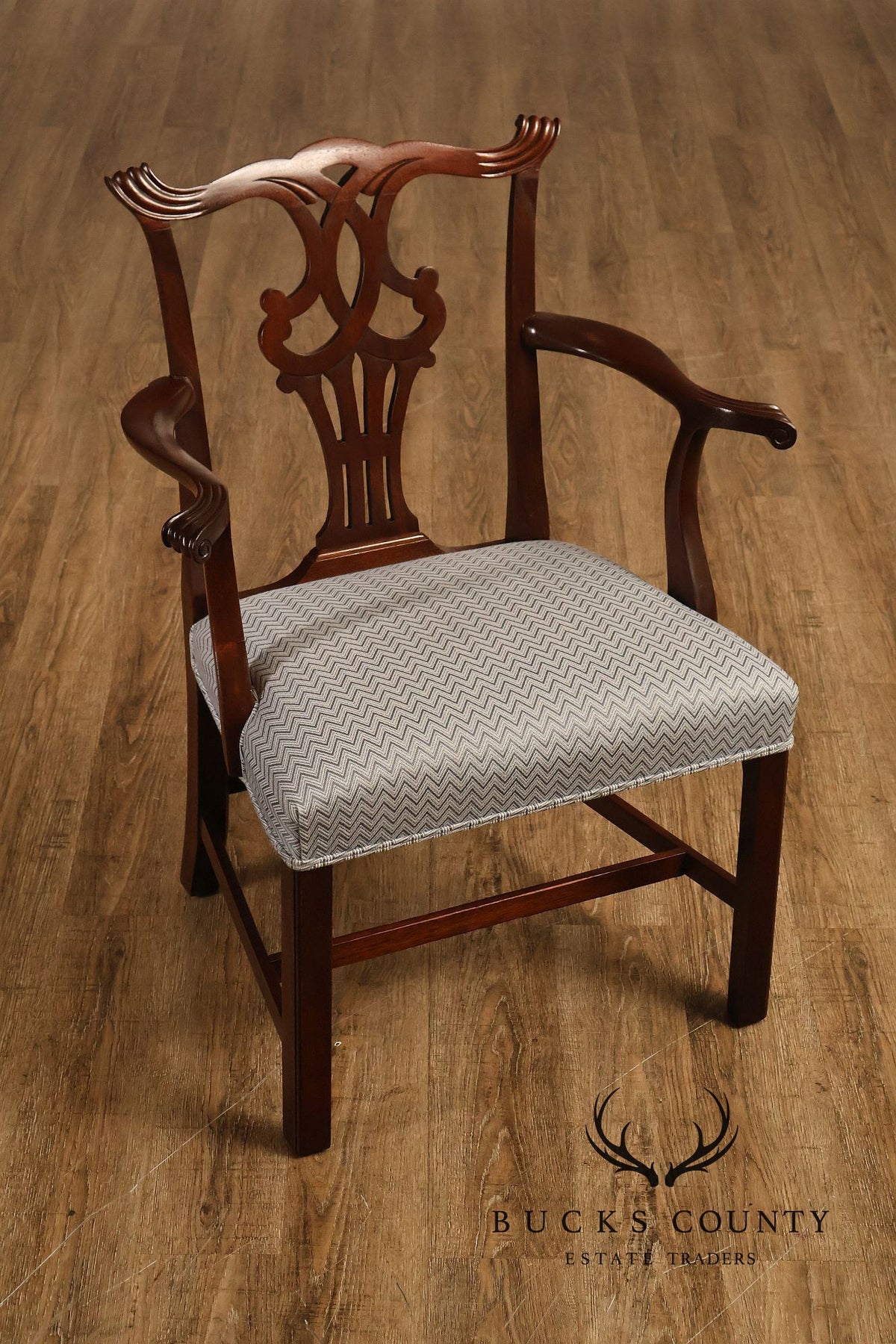 1940's Chippendale Style Set Of Eight Custom Mahogany Dining Chairs