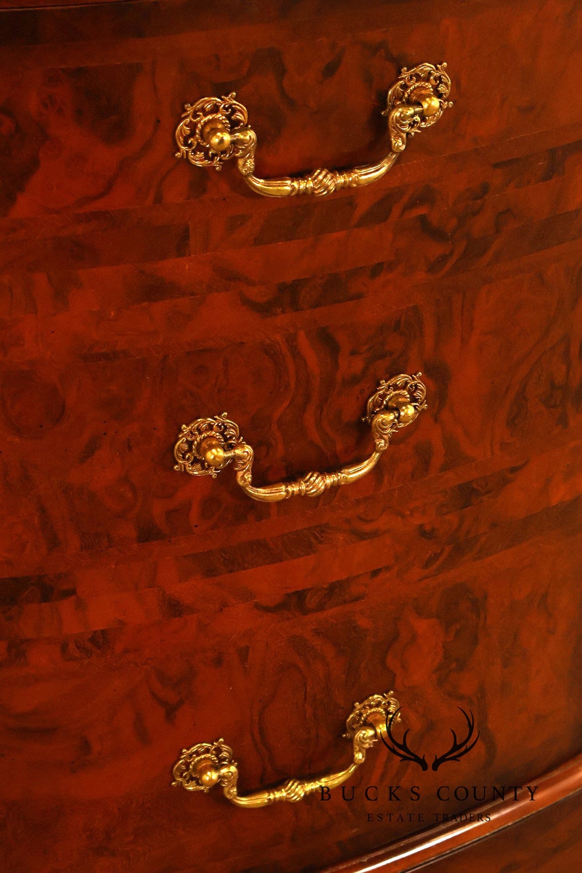 Maitland-Smith Oval Burl Wood Leather Top Partner Desk with Brass Hardware
