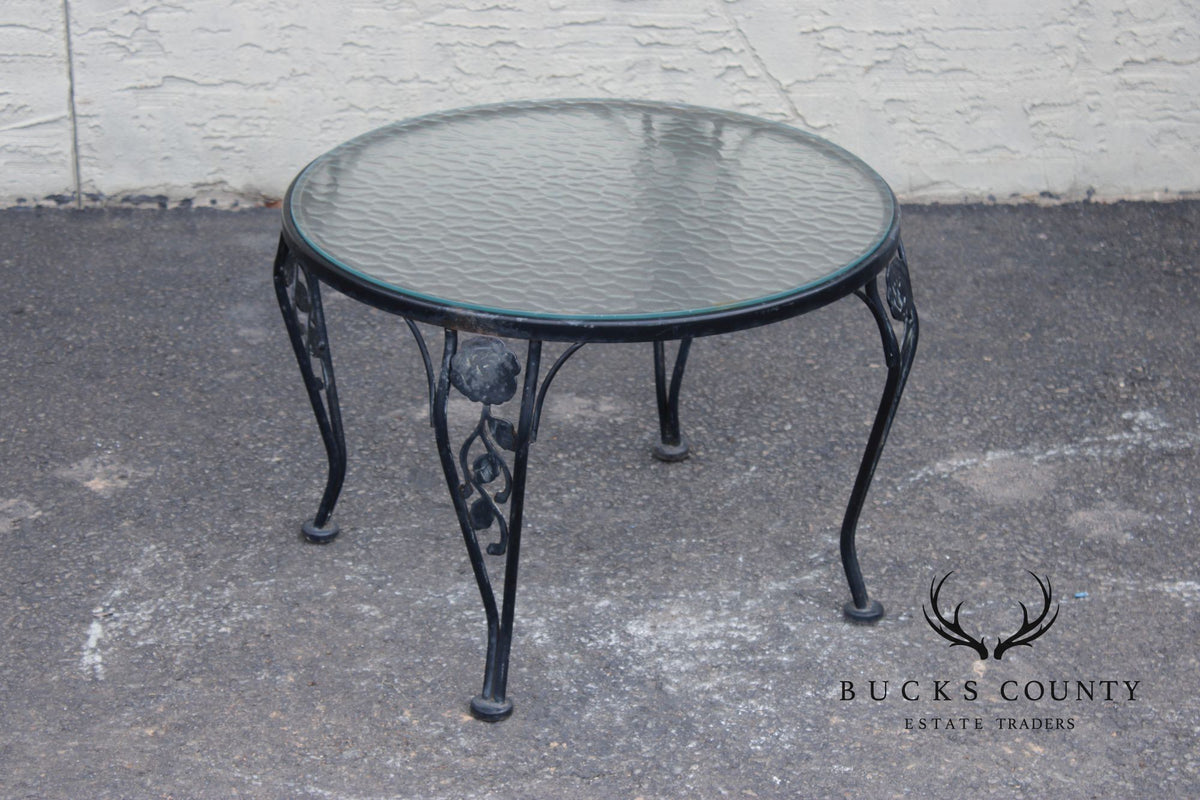 Woodard 'Chantilly Rose' Outdoor Round Glass Top Side Table