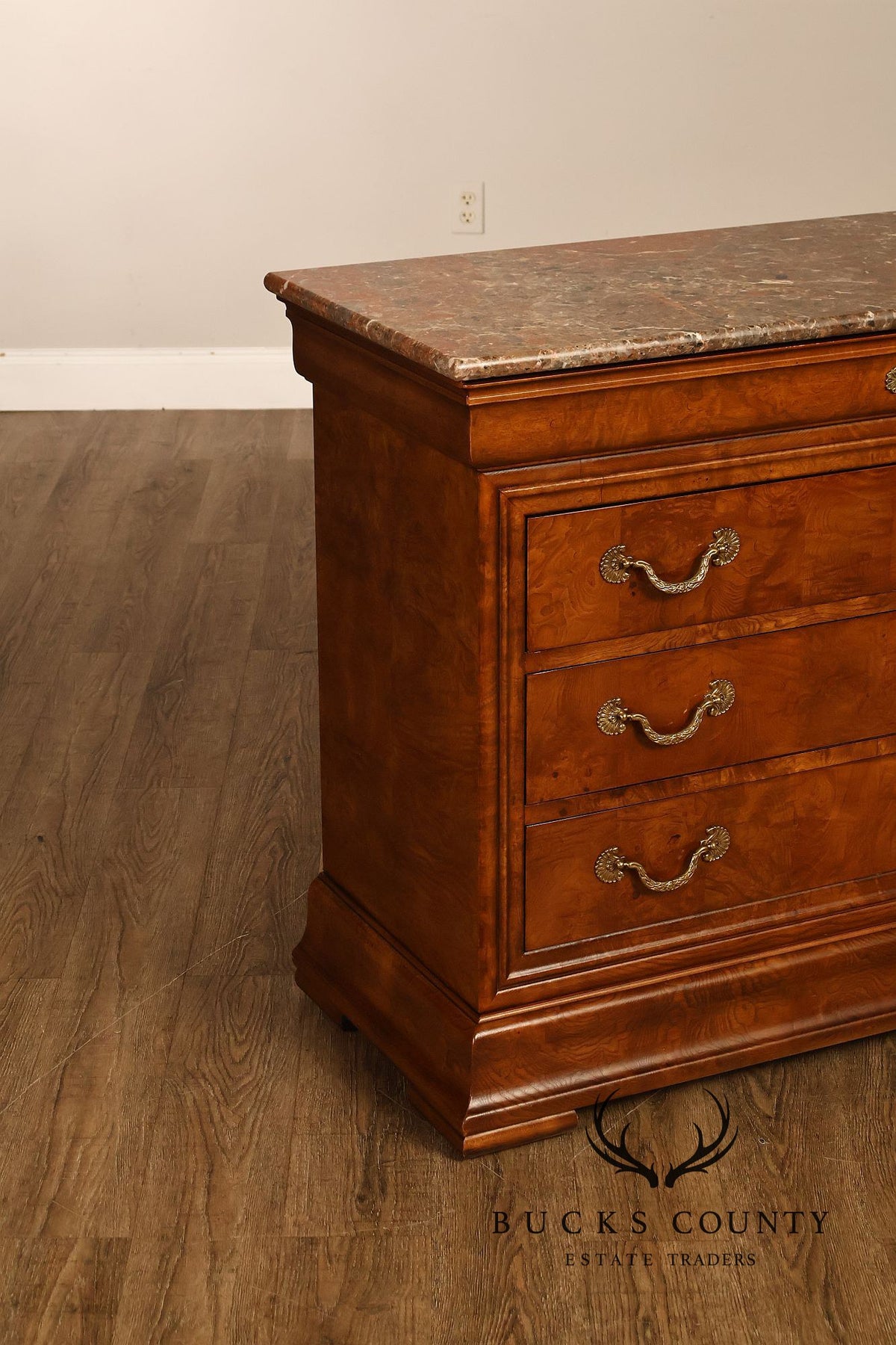 Henredon 'Charles X' Pair of Marble Top Chests