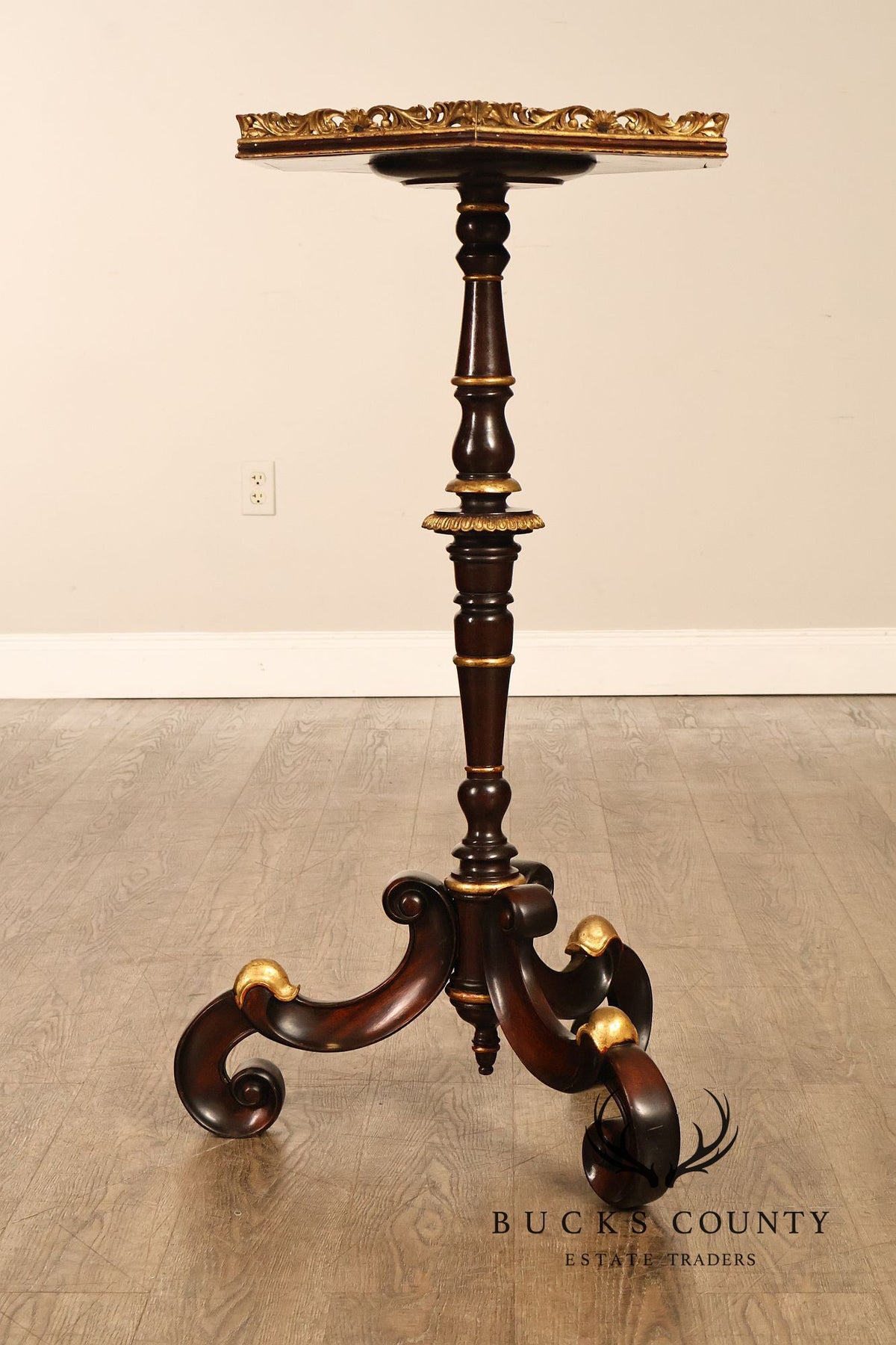 Italian Regency Style Mahogany And Gilt Pedestal Plant Stand