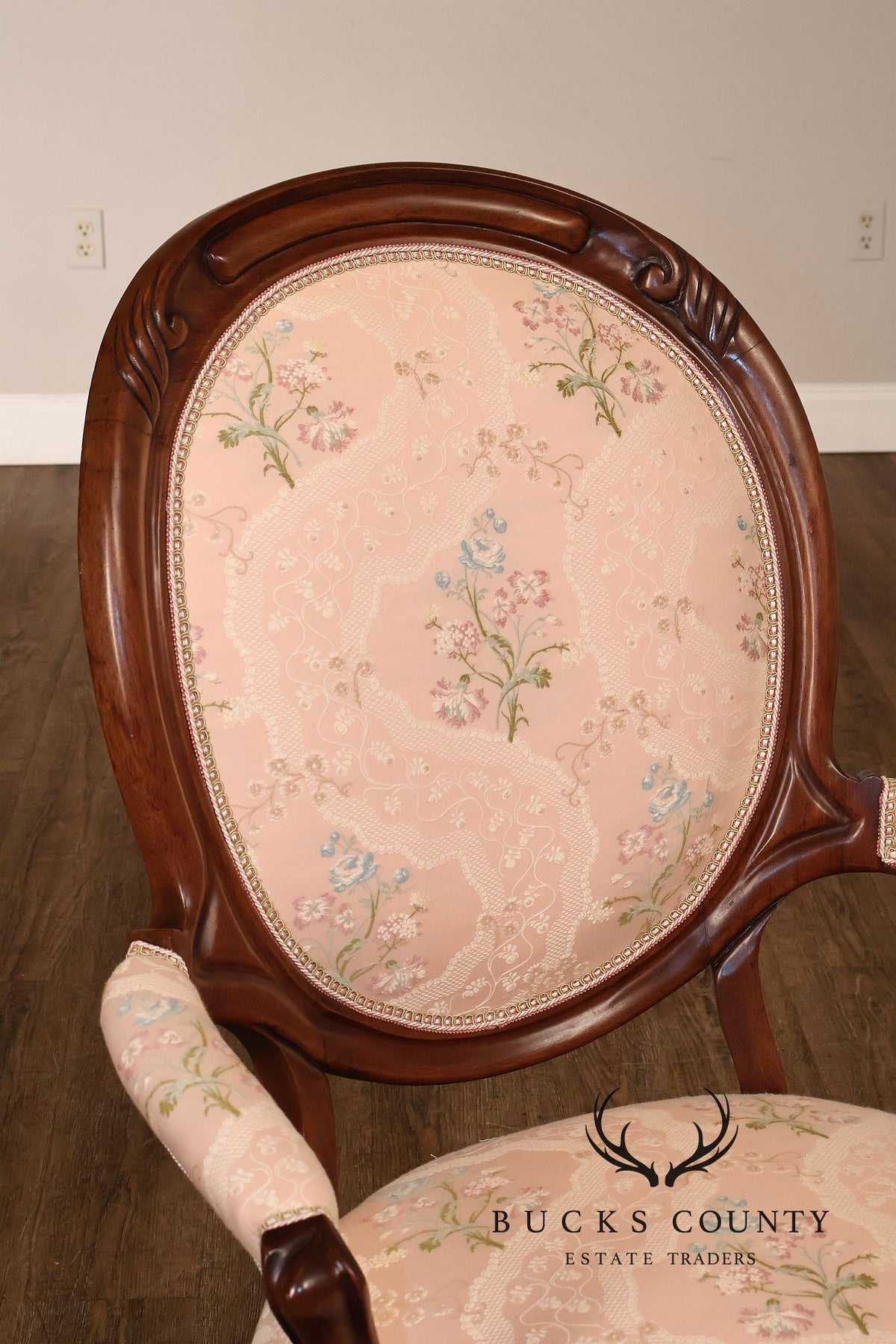 Antique Victorian Walnut Pair Of His And Hers Parlor Armchairs