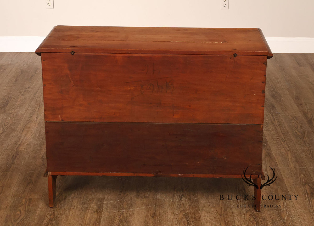 Antique American Country Birdseye Maple Blanket Chest With Lower Drawer