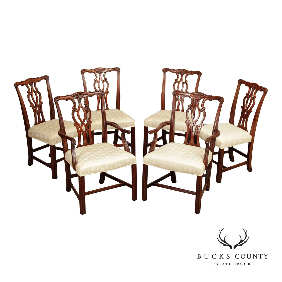 Hickory Chair Set Of Six Chippendale Style Mahogany Dining Chairs