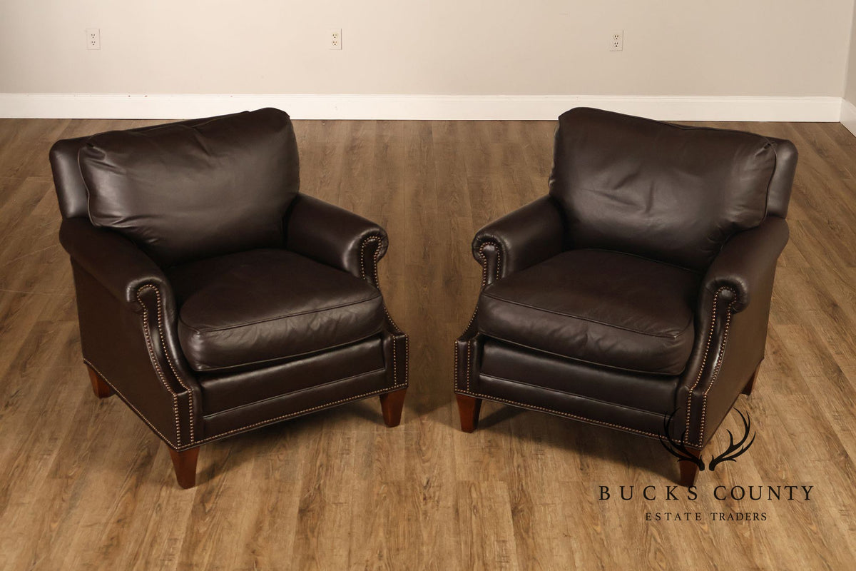 Baker Furniture Pair of Leather Club Chairs