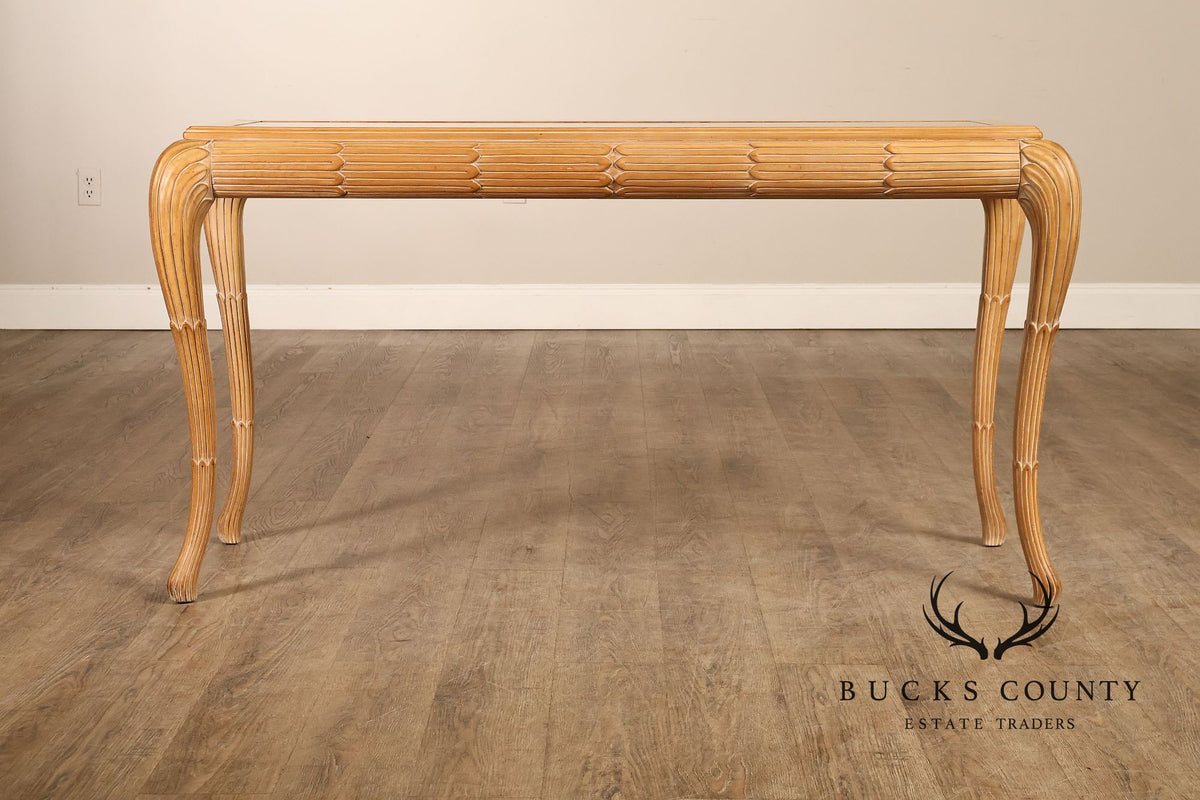 Hollywood Regency Narrow Glass Top Sofa Table