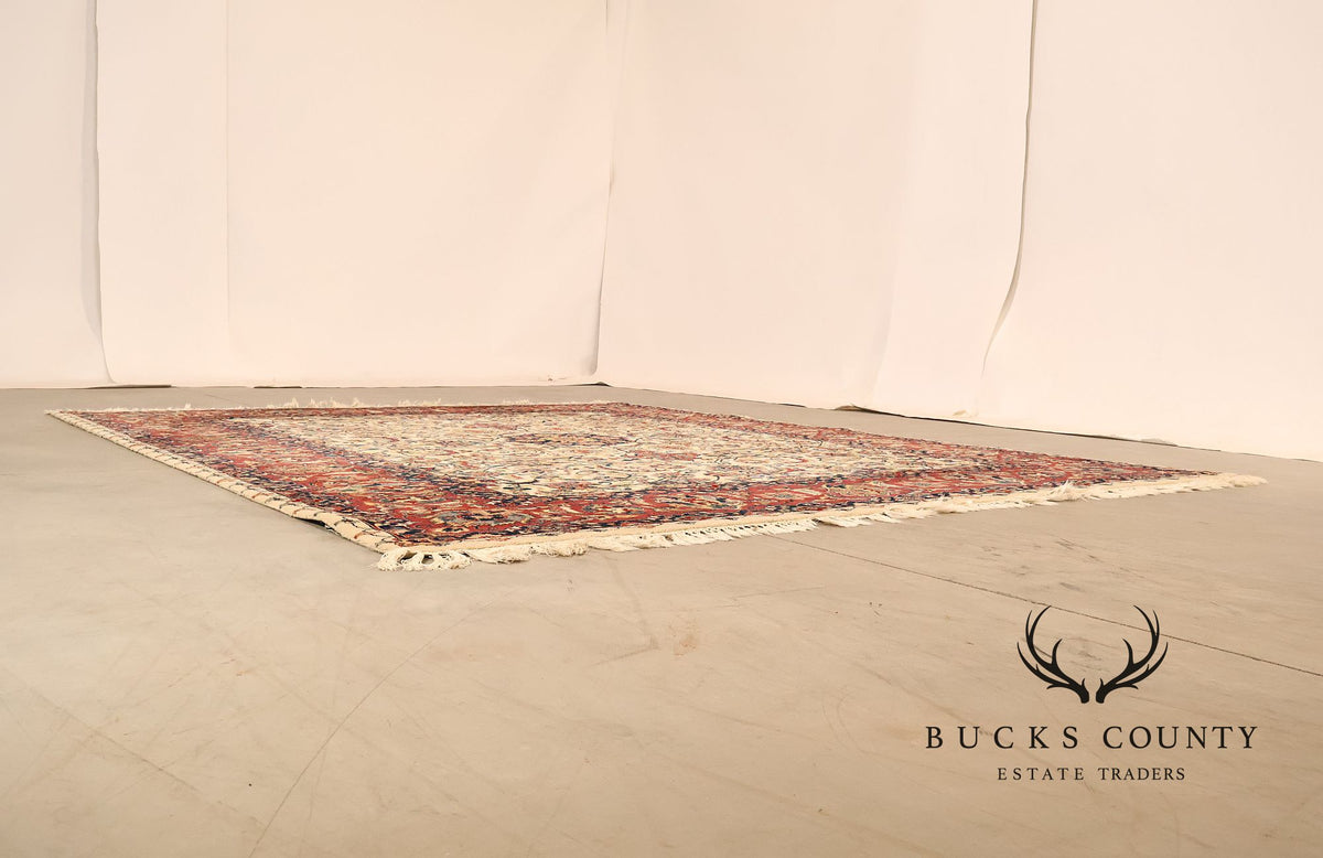 Hand Knotted Kashan Style Wool Area Rug 9x12 Floral Medallion