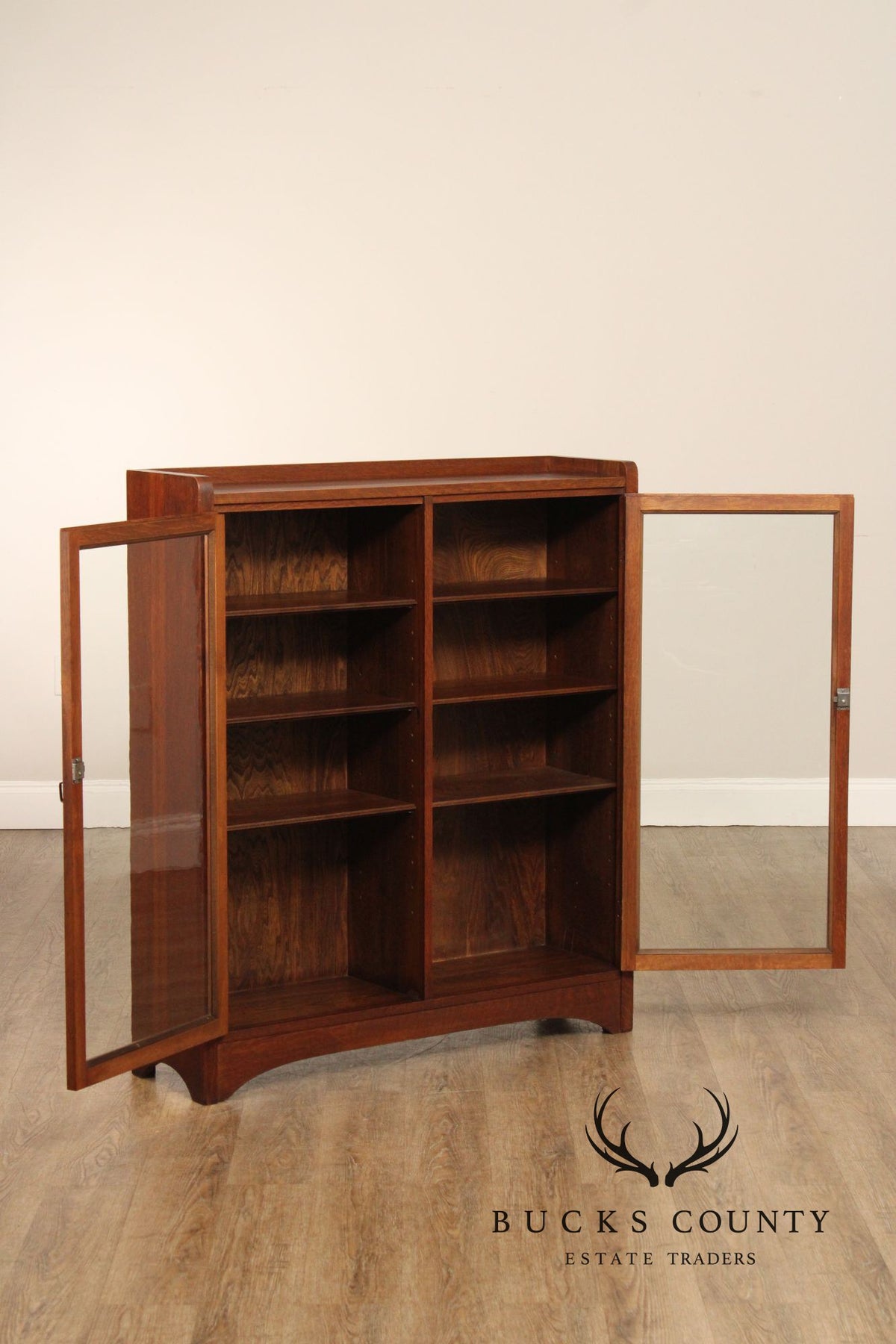 Antique Mission Oak Two-Door Bookcase