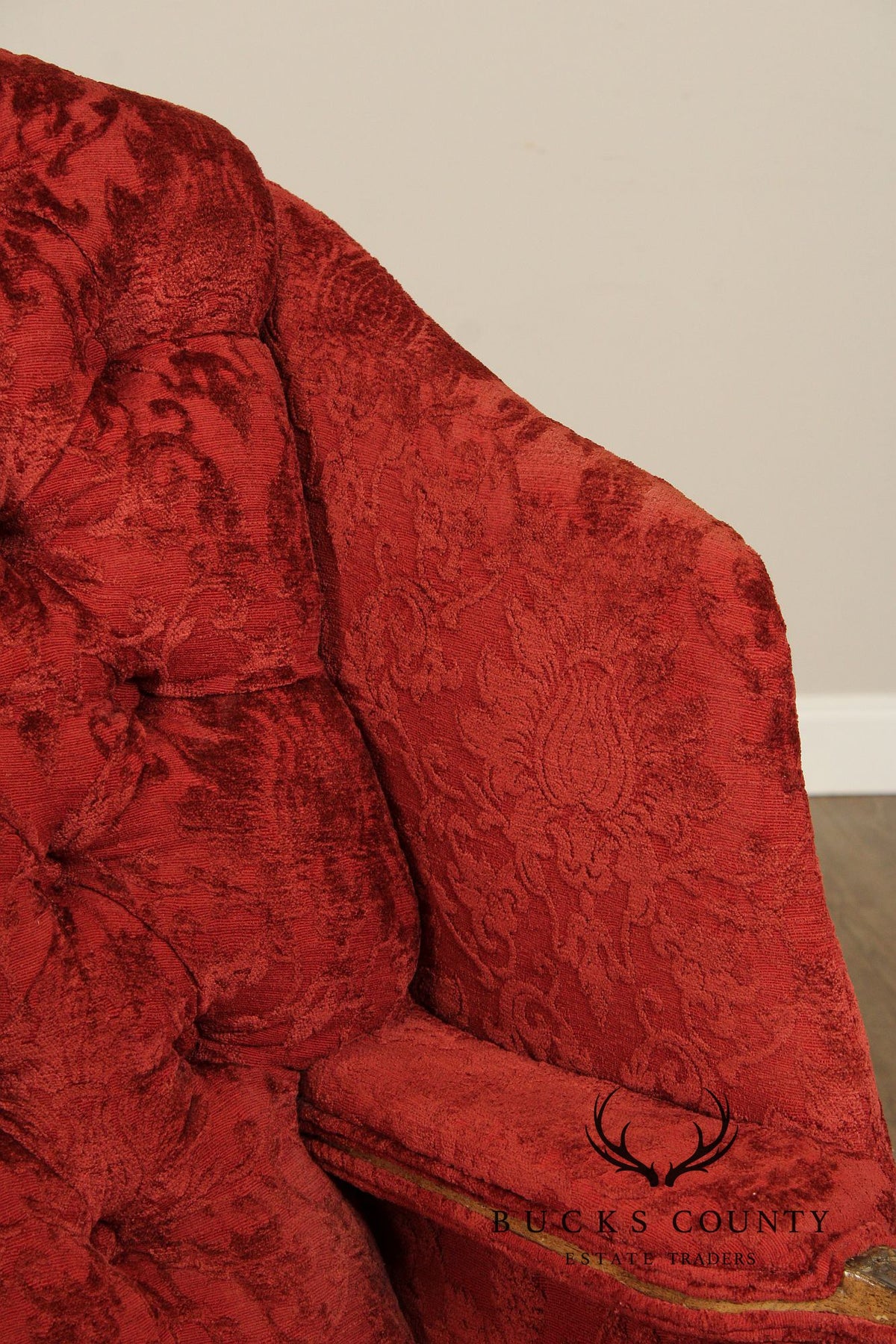 Georgian Style Pair of Wingback Armchairs and Ottoman