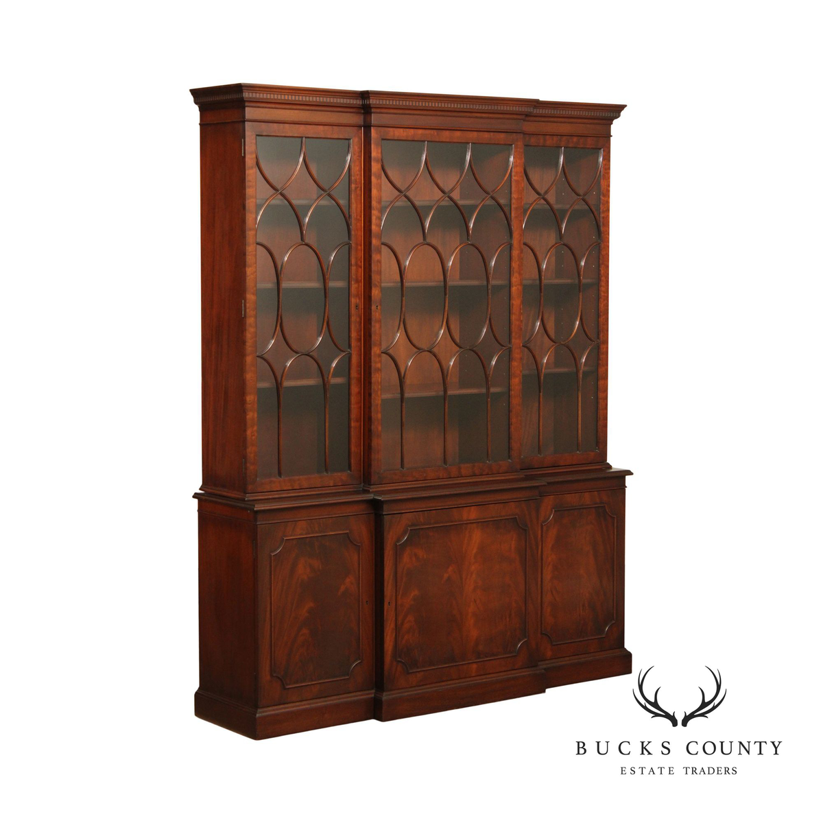 Charak Georgian Style Mahogany Hand Crafted Breakfront