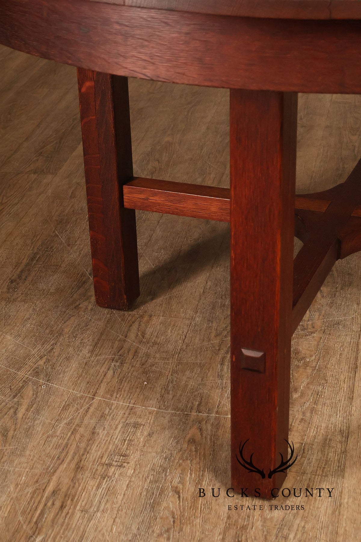 Antique L&JG Stickley Round Extendable Mission Oak Dining Table