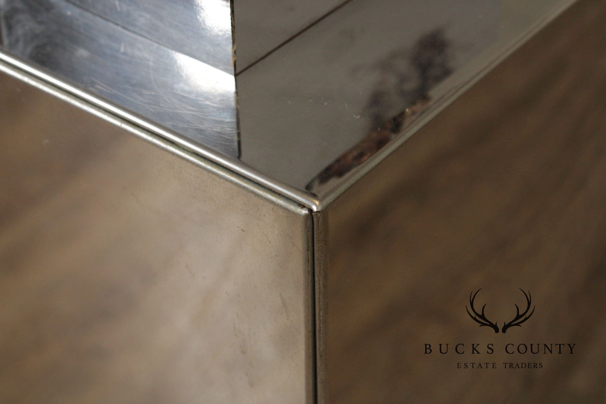 Modern Style Polished Stainless Steel Pedestal With Coral Fan Sculpture