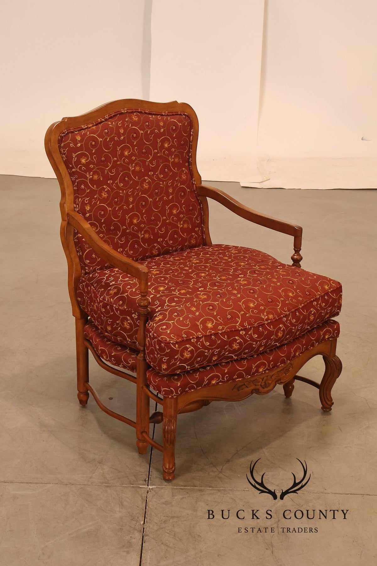Highland House Pair Of Genevieve French Country Upholstered Lounge Chairs