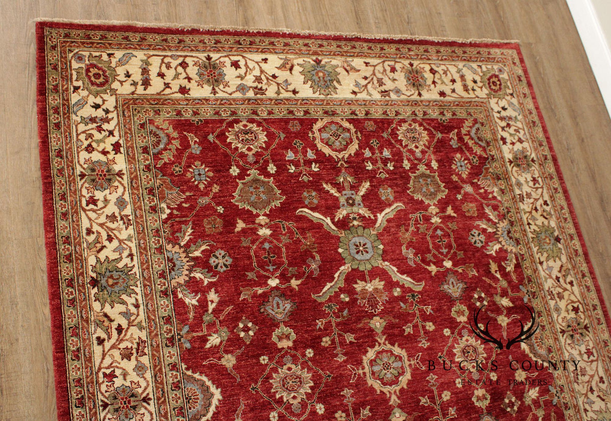 Persian Heriz Style Wool Area Rug With Red Field 8'x10'