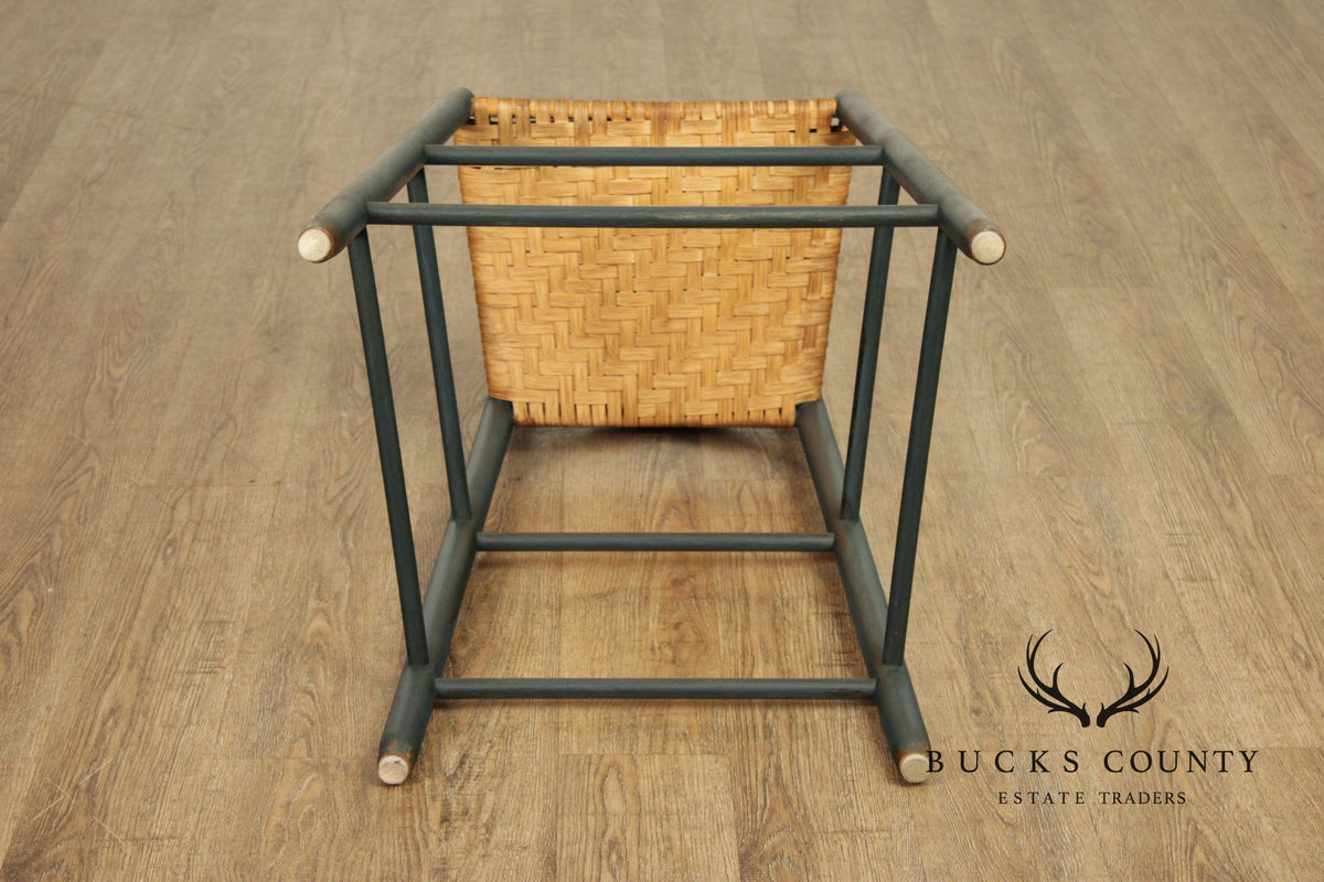 Farmhouse Style Set of Four Rush-Seat Bar Stools