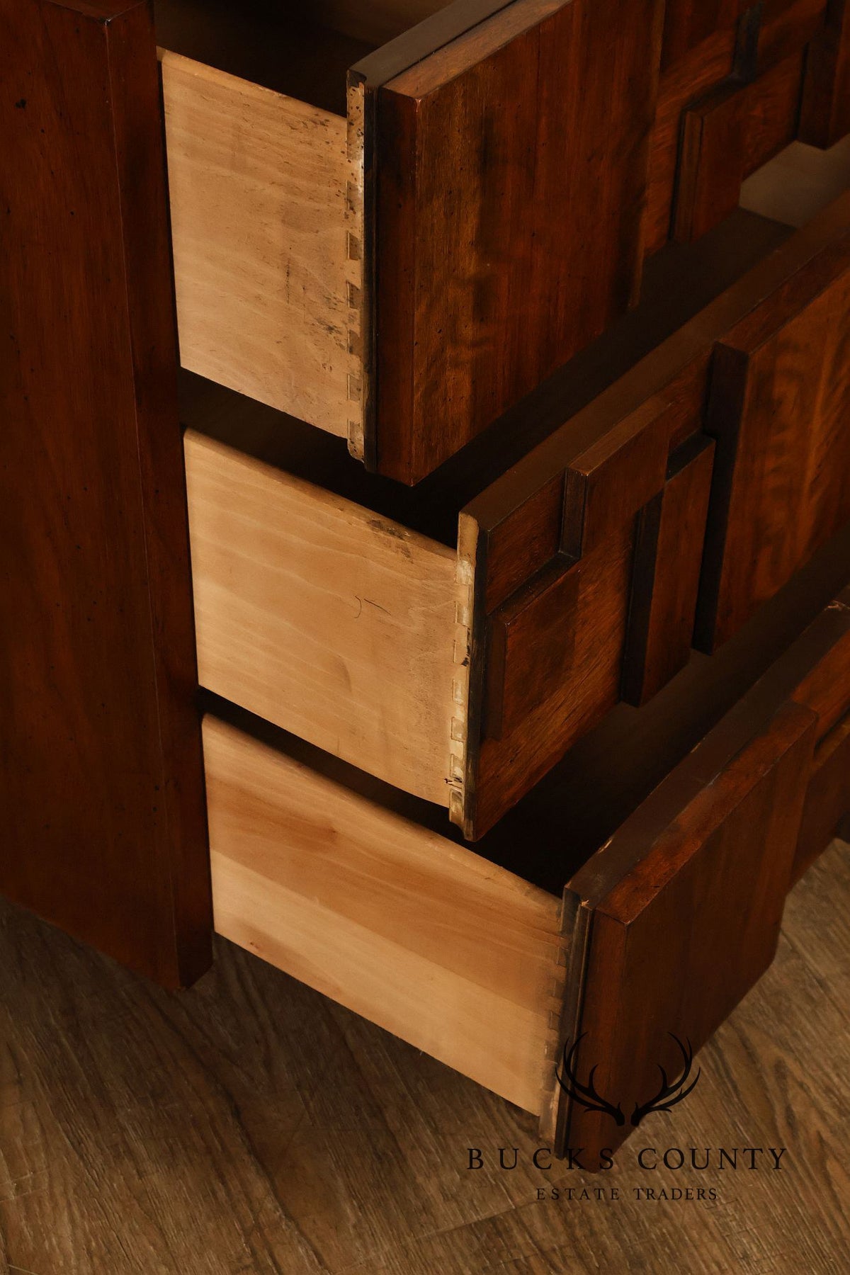 Vintage Lane Mid-Century Modern Brutalist Walnut Dresser