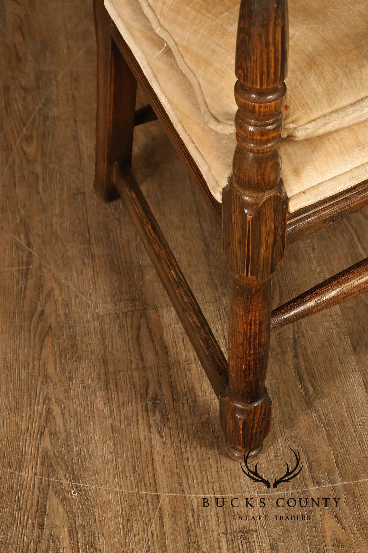 Tudor Style Pair of Oak Armchairs