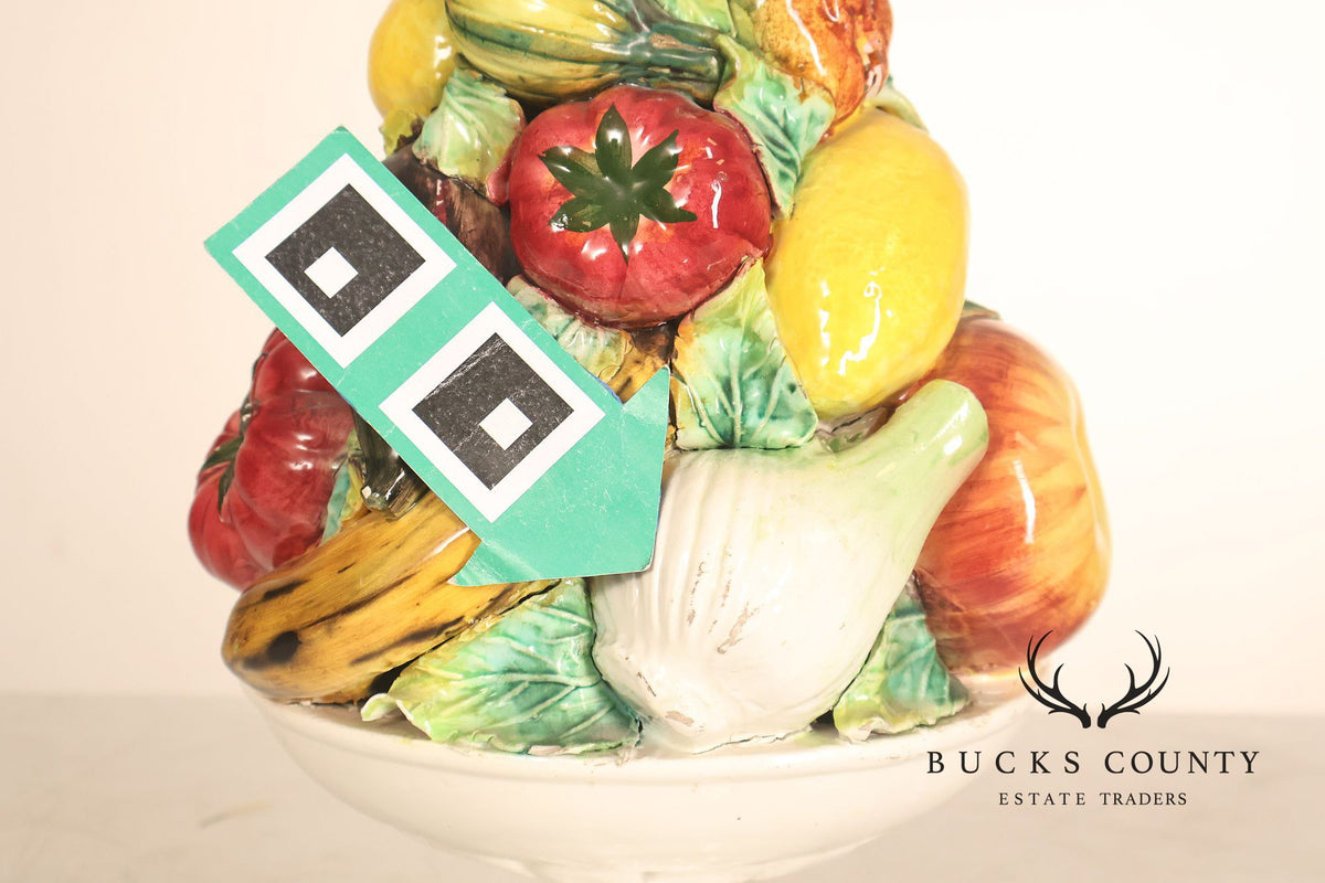 Italian Glazed Ceramic Fruit Basket Centerpiece